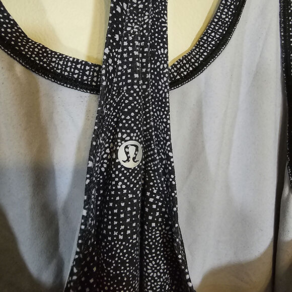 Lululemon Women's Speckled Print Cool Racerback Tank Top Stretch Black Gray - Picture 4 of 4